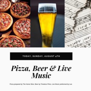 Join us today for hot pizza, cold beer and live music