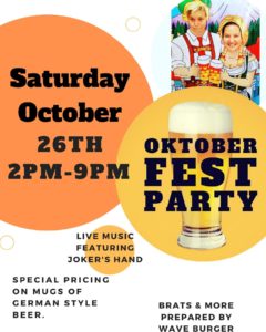 Rocktoberfest!!! Saturday, October 26th 2-9. Outdoor event with live music perf…