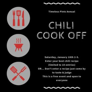 Join us this Saturday 2-6. You be the judge! Who has the best chili recipe? Stacy i…